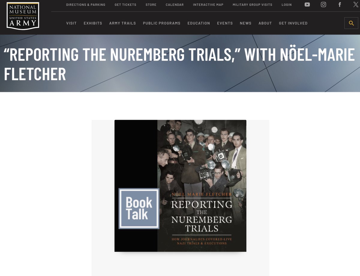 NoelMarieFletch's tweet photo. Honored to give a book talk at @USArmyMuseum. It's important to give the #usarmy  credit for its largely overlooked role in holding the Nuremberg Trials in the U.S. Occupation Zone. The 80th anniversary of the 1st trial start is in Nov. @DeptofWar @nuernberg_de https://t.co/CP6wyYRALt