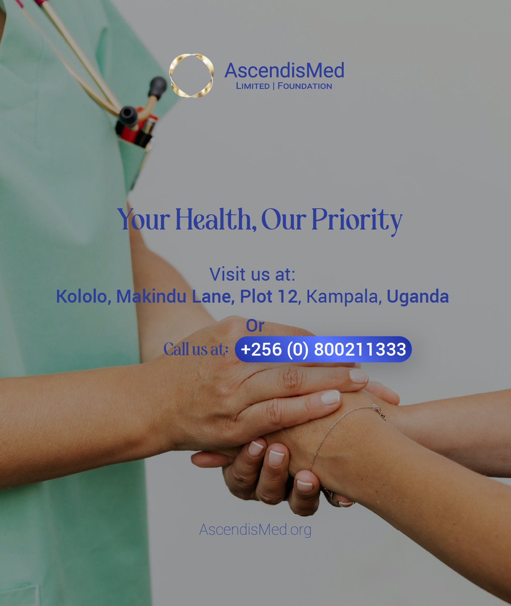 Your Health, Our Priority — At AscendisMed, your well-being is at the core of everything we do. We're here to listen, care, and heal. 

#AscendisMedUG #LimitedFoundation #MedicalCenter #Uganda