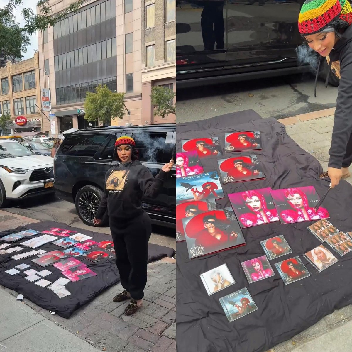 Cardi B agarro su álbum y salió a la calles a venderlos por sí misma.