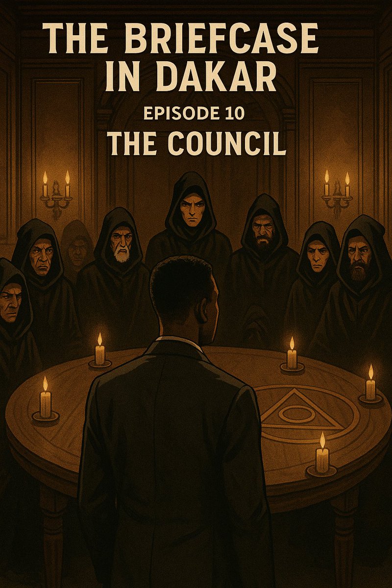 the__oladele's tweet image. EPISODE 10 — “The Council” (💼The Briefcase in Dakar)

The chamber wasn’t shadows and incense.
It was glass, steel, and money-high above Casablanca’s medina, the city sprawling like prey below.
#AfricanThriller #StoryThread 🧵