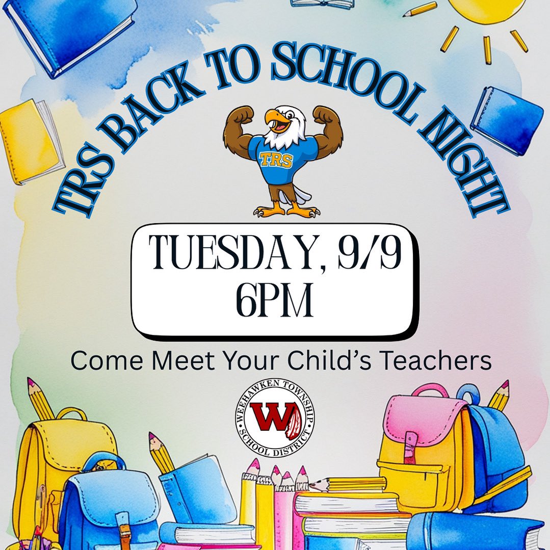 TRS Back To School Night 
9/9 @ 6PM
<a href="/EricCrespoEDU/">Eric Crespo</a> <a href="/FAmato53/">Francesca Amato</a> <a href="/al_orecchio/">Al Orecchio</a>  <a href="/SuzanneMera/">Mrs. Mera</a> <a href="/MrsCullinane/">Jacqueline Cullinane</a> <a href="/bcalligy/">Brian Calligy</a> <a href="/BriannaReganEDU/">Brianna Regan</a> <a href="/JColasurdoEDU/">Jillian Colasurdo</a>  <a href="/MsKallertEDU/">Elizabeth Kallert</a> <a href="/Mr__Ferrer/">Cory Ferrer</a> <a href="/Forte003_/">Daria Forte</a> <a href="/S_FarfanRoss/">Stephanie Farfan-Ross</a> <a href="/MissPicinich/">Nicole Picinich</a>