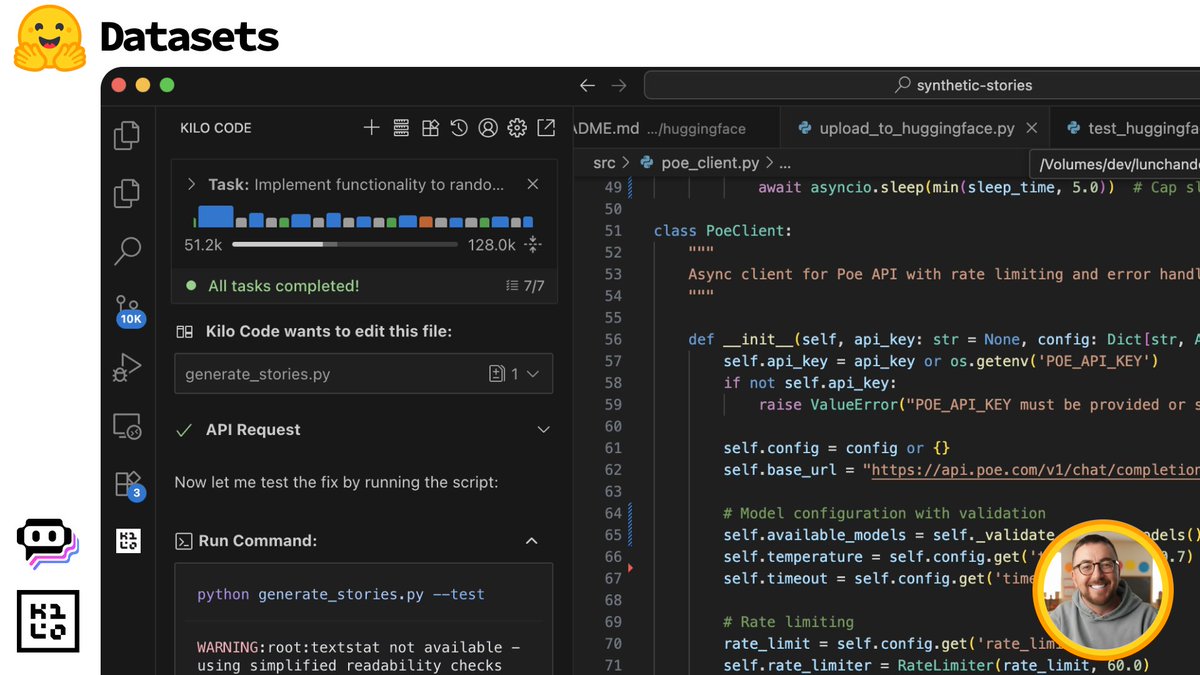 Released a new synthetic dataset: 1.5k [human] → 10k [synthetic] children’s stories.

Pipeline generated by @Kilo_Code and model switching from <a href="/poe_platform/">Poe</a> API 🙏🤗

huggingface.co/datasets/garet…