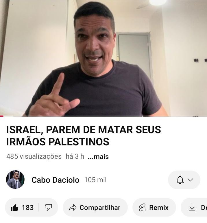 choquei's tweet photo. 🚨ATENÇÃO: Cabo Daciolo, pastor evangélico e ex-candidato à Presidência do Brasil, lamentou a guerra em Gaza e criticou o governo israelense: “Israel, parem de matar seus irmãos palestinos”. https://t.co/gSTw1Q0lST
