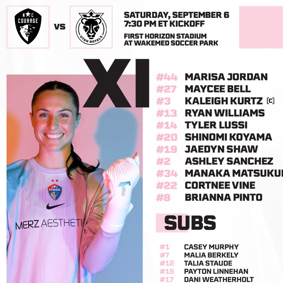 Marisa Bova Jordan makes her <a href="/NWSL/">National Women’s Soccer League</a> regular season debut in 5 minutes on ION a in Cary, NC. Courage v Royals. #campshutout alum