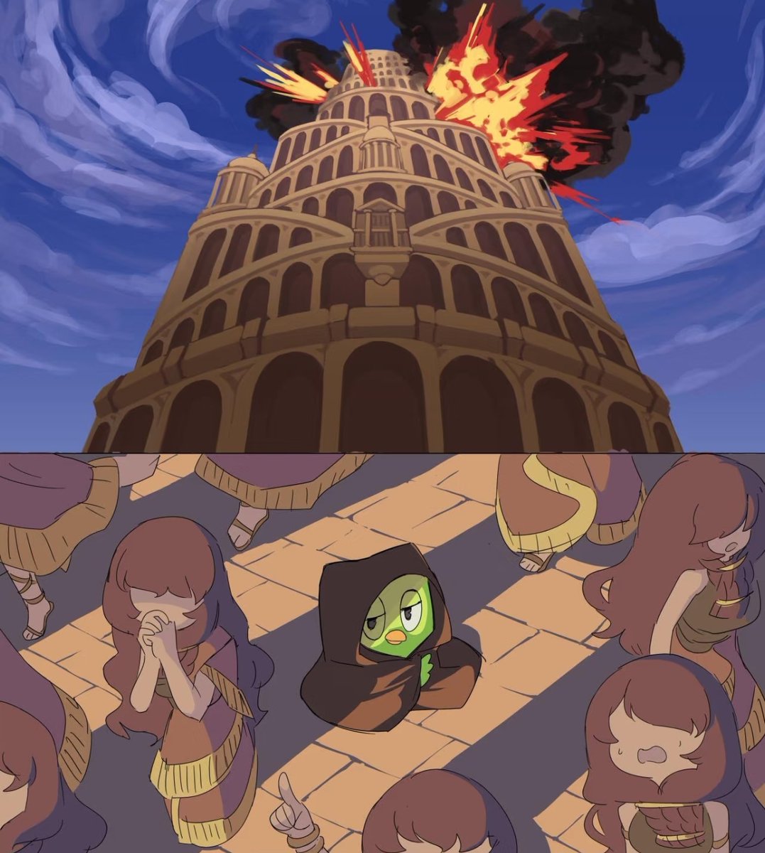 Coding's interesting part: I can't read Japanese or Korean, but I understand their code. Though Duolingo may have shattered the original Tower of Babel, we built a new one in GitHub.🦉