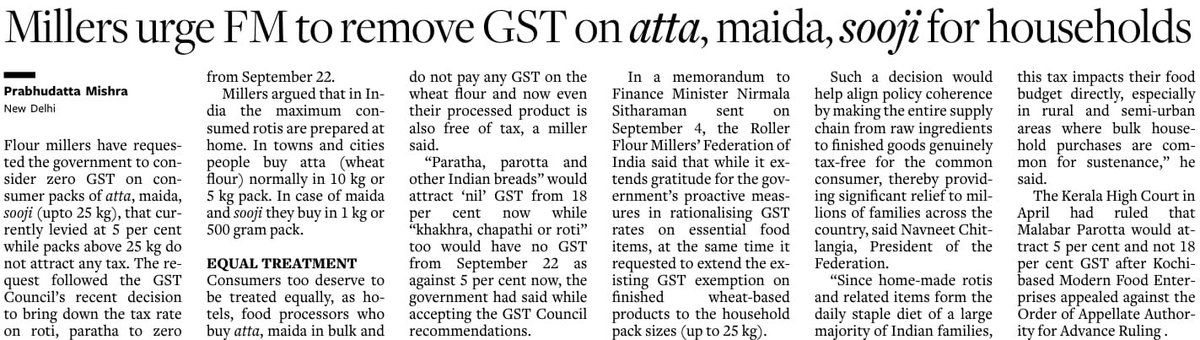 RohitKhaitan2's tweet photo. Industry demands for Zero GST Duty on Wheat Products…
@Rfmfdnindia @Navneet2309 
@CAITIndia @GST_Council https://t.co/D1rCZrI1Fe