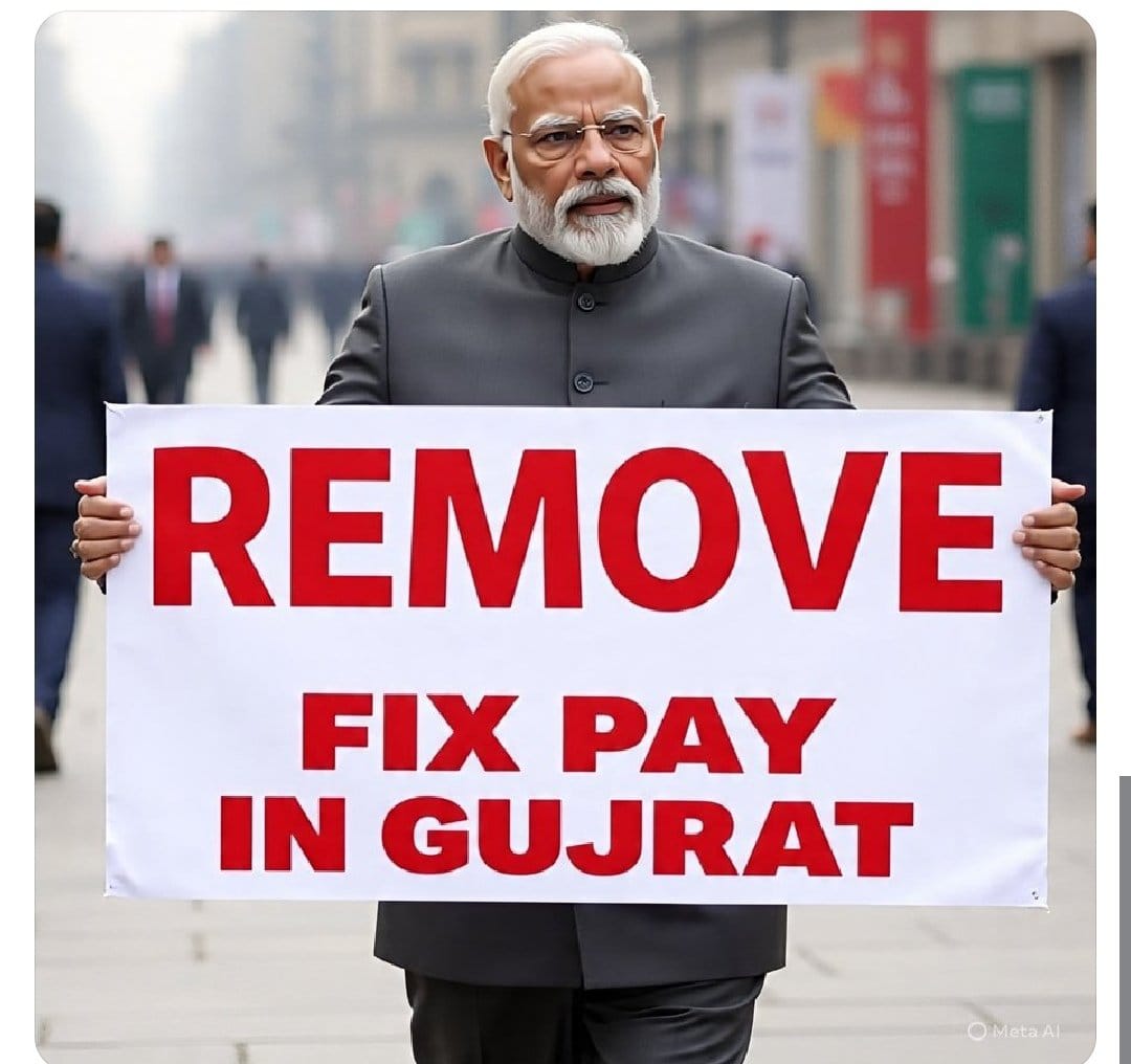 पाँच साल का इंतज़ार क्यों,
जब मेहनत रोज़ हमारी है?
हक़ से हमें दूर क्यों,
जब नौकरी भी हमा

फिक्स पे का नाम मिटाओ।
#Remove5yearFixpay 
#Gujarat 
 <a href="/AmitShah/">Amit Shah</a> <a href="/Janak_Sutariyaa/">Janak sutariya</a> <a href="/JPNadda/">Jagat Prakash Nadda</a> <a href="/narendramodi/">Narendra Modi</a> <a href="/PMOIndia/">PMO India</a> <a href="/sanghaviharsh/">Harsh Sanghavi</a> <a href="/HardikPatel_/">Hardik Patel</a> <a href="/BJP4Gujarat/">BJP Gujarat</a> <a href="/BJP4India/">BJP</a> <a href="/INCGujarat/">Gujarat Congress</a>