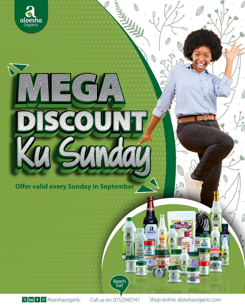 ALOESHAORGANIC's tweet image. 🚨 It starts TODAY! 🚨
 Enjoy exclusive discounts on ALL products every Sunday this September , starting now! 🛍️
 Visit any of our branches today 💃💃
 #SundaySavings #SeptemberSale
