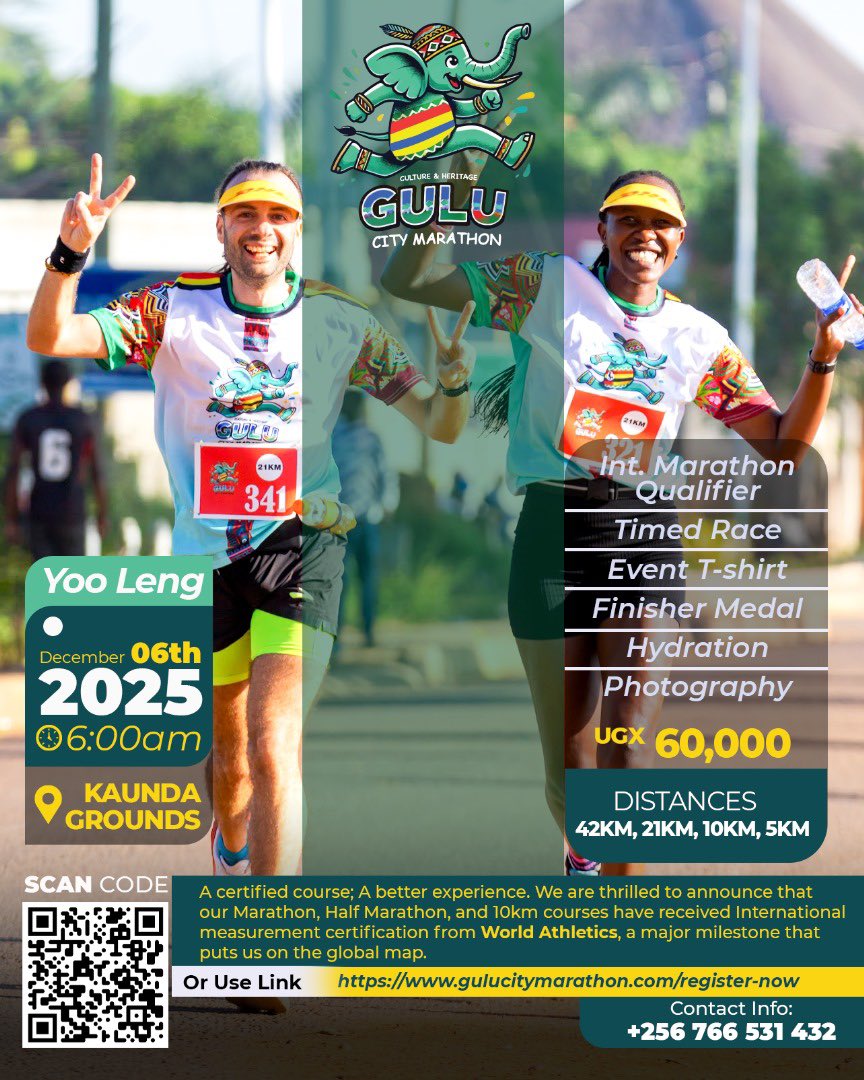 Mungudit Daniel Comboni (@mdanielcomboni) on Twitter photo ⏳🏃♂️ The countdown is on! Only 89 days left to the #TheGuluCityMarathon 2025 🎉✨
Get ready to run, cheer & explore Gulu like never before. And remember, <a href="/Sicherrides/">Sicher Rides</a> 💙 will be moving you safely & reliably on marathon day!
#TheGuluCityMarathon ,#SicherRides ⏳🏃♂️ The countdown is on! Only 89 days left to the #TheGuluCityMarathon 2025 🎉✨
Get ready to run, cheer & explore Gulu like never before. And remember, <a href="/Sicherrides/">Sicher Rides</a> 💙 will be moving you safely & reliably on marathon day!
#TheGuluCityMarathon ,#SicherRides
