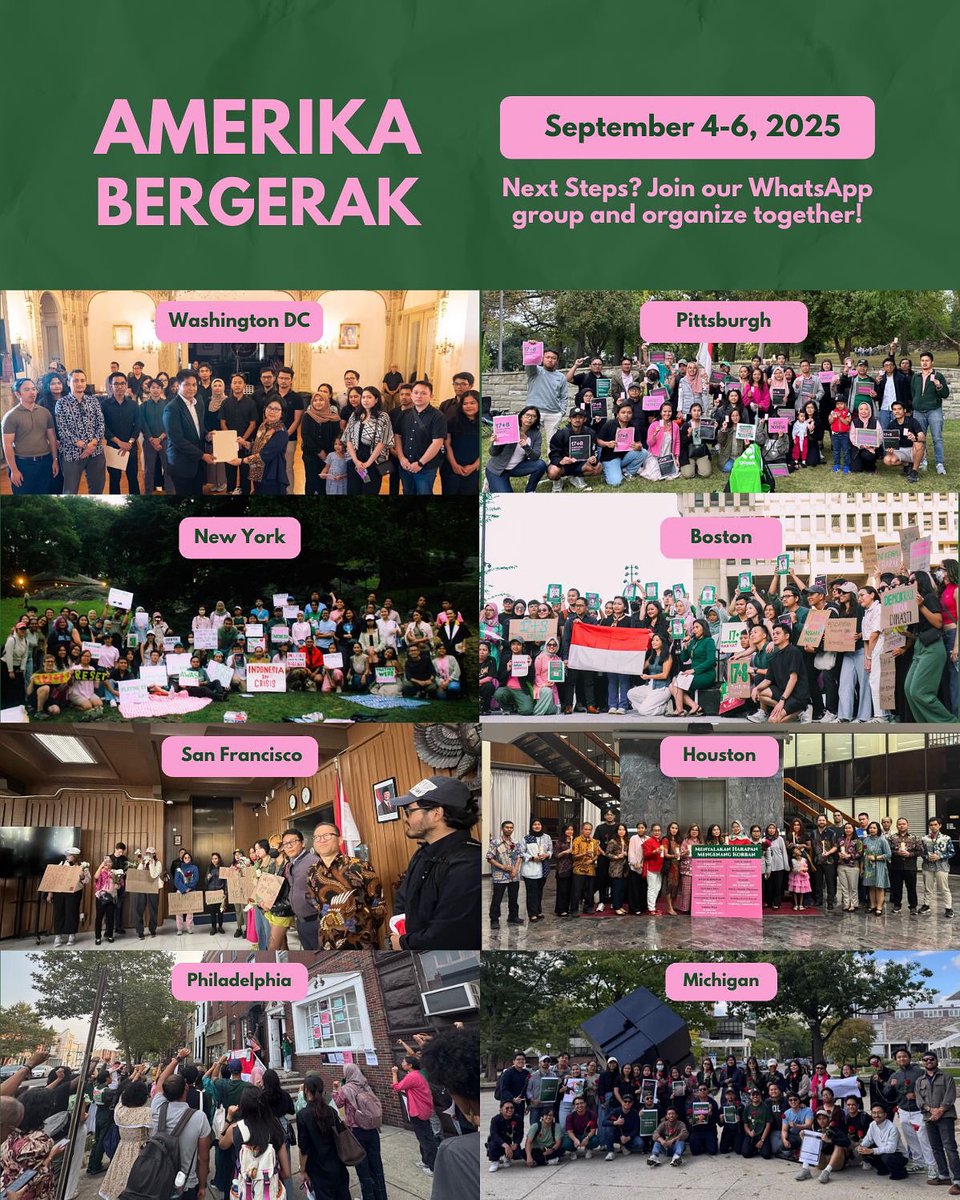 logos_id's tweet photo. 500+ mahasiswa, diaspora, pekerja kantor, buruh, dan orang Indonesia lain di Amerika Serikat berkumpul.

Amerika Bergerak masih terus menuntut dibebaskannya tahanan politik, keadilan untuk 11 korban yang dibunuh, penyelesaian HAM, dan perkelindanan masalah di Indonesia. https://t.co/hZJVB15rQP