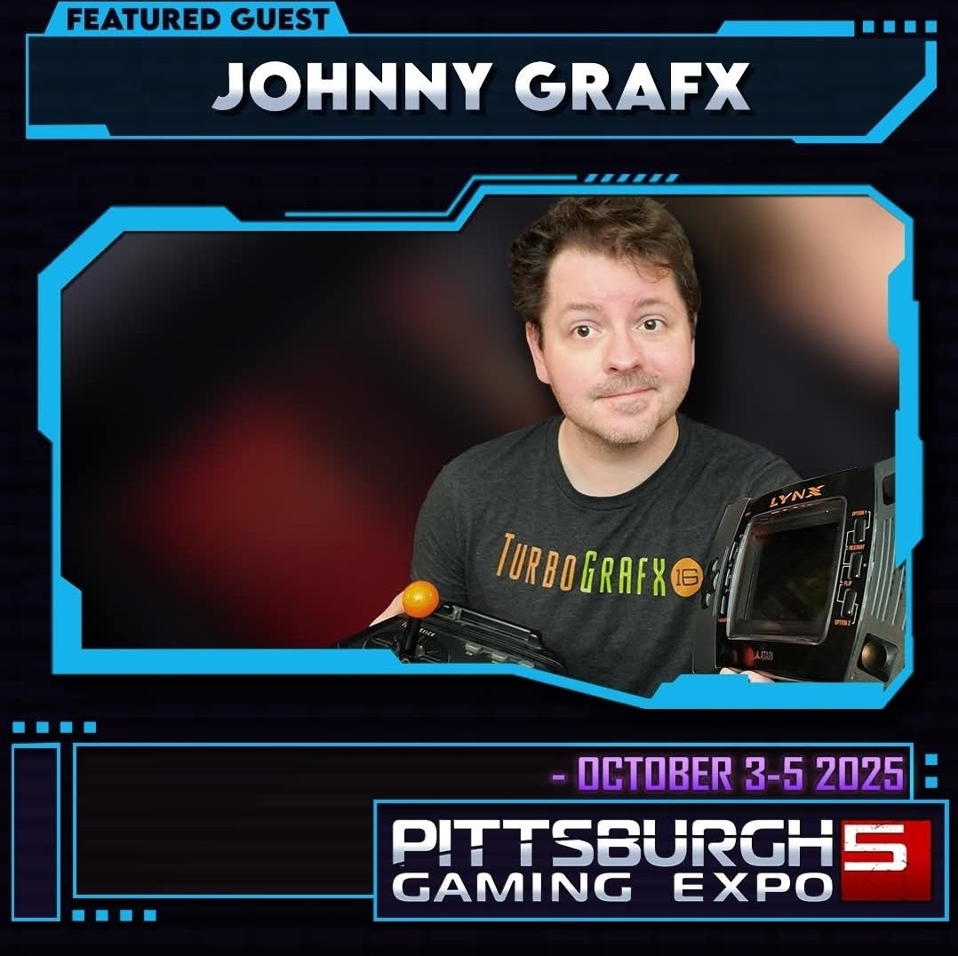 We’re pumped to welcome 

@johnnygrafx  to #PGX2025! 🎮
From viral TikToks like “Gaming in your 30s” to his TurboGrafx podcast &amp; deep-dive video essays, Johnny’s all about uncovering gaming’s weirdest corners.

Catch him Oct 3–5 at the
🔗 pittsburghgamingexpo.com!