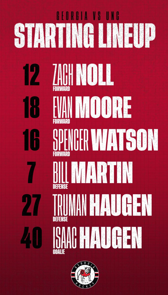 UGAHockey's tweet photo. Starting 6️⃣ against UNC. https://t.co/xtzjImnoAx