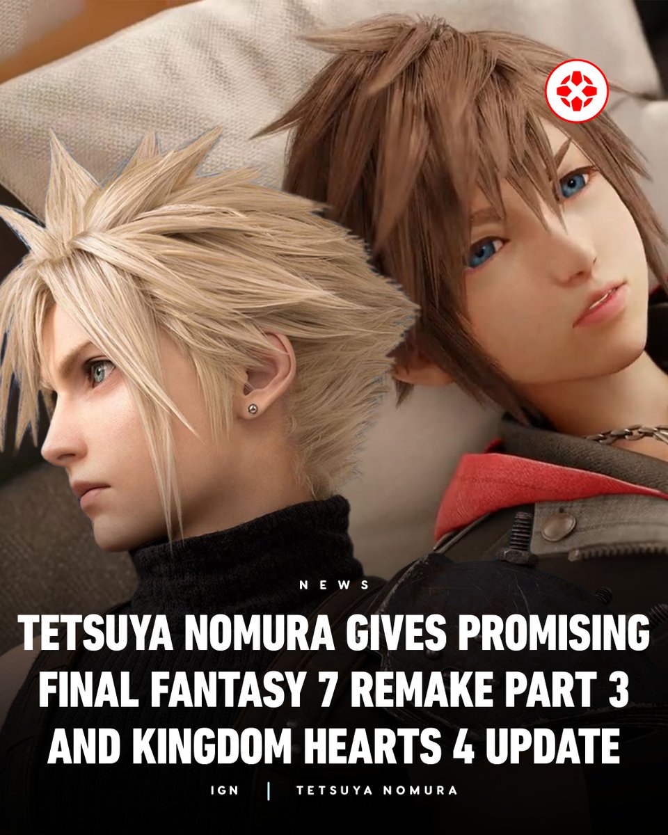 Director Tetsuya Nomura has heard the cries for updates on Final Fantasy 7 Remake Part 3 and Kingdom Hearts 4, and he’s happy to report that development is "progressing really smoothly." bit.ly/4nicQrm
