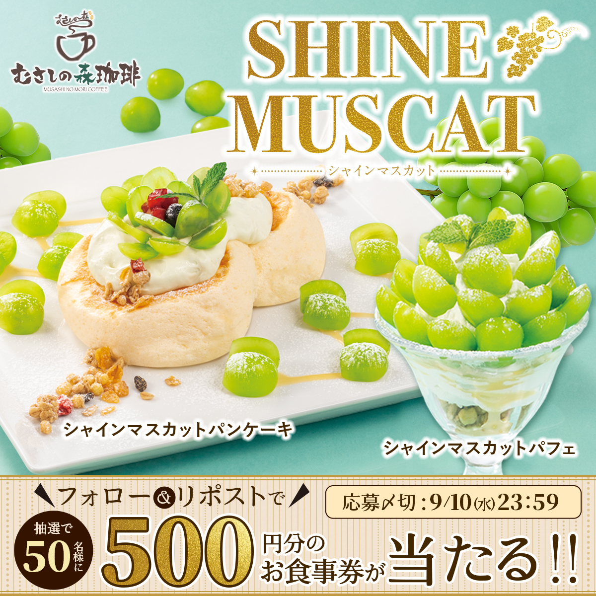 むさしの森珈琲【公式】 (@634no_mori) on Twitter photo 50名様に500円分のお食事券が
抽選でその場で当たる✨
むさしの森珈琲があま~い宝石をお届け!
キラキラ輝くマスカットの
味わい深いパフェは見逃せない💚
❶<a href="/634no_mori/">むさしの森珈琲【公式】</a>をフォロー
❷この投稿をリポスト
❸当選者にはその場でDM 50名様に500円分のお食事券が
抽選でその場で当たる✨
むさしの森珈琲があま~い宝石をお届け!
キラキラ輝くマスカットの
味わい深いパフェは見逃せない💚
❶<a href="/634no_mori/">むさしの森珈琲【公式】</a>をフォロー
❷この投稿をリポスト
❸当選者にはその場でDM