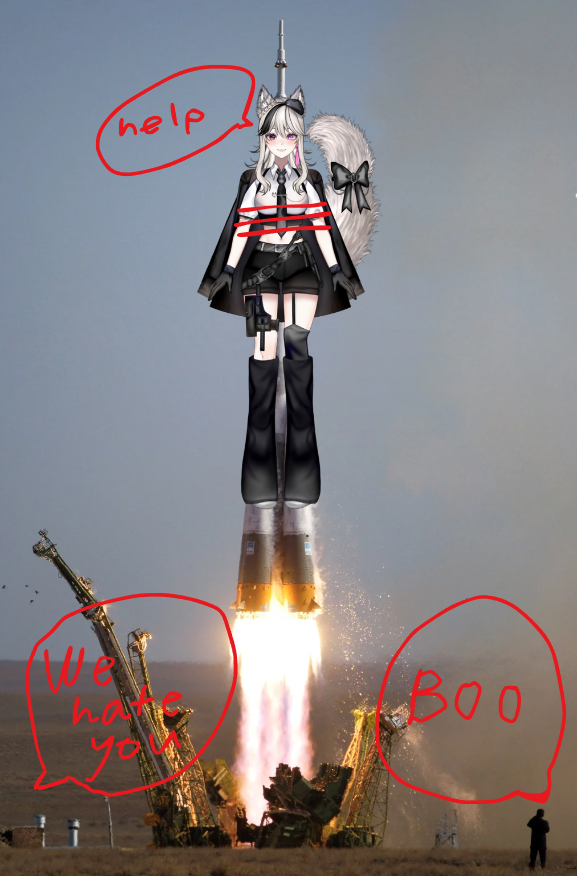 InariMin's tweet image. i had a dream that i got canceled on vtuber twitter so they were gonna send me to the moon and leave me there. like this