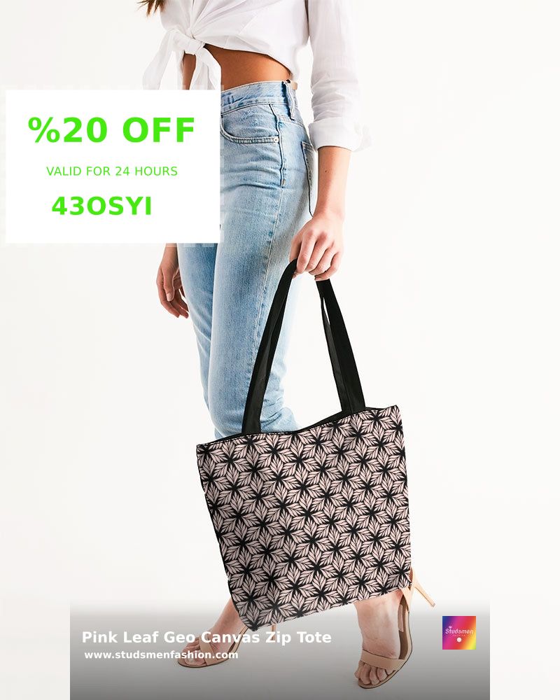 StudsmenFashion's tweet image. 🌿 Elevate your style with our Pink Leaf Geo Canvas Zip Tote! Perfect for beach days or picnics, it holds everything you need with a touch of flair. Durable, chic, and just $39.99! Don't miss out–grab yours today 👉 studsmenfashion.com #FashionEssentials #ToteBagStyle