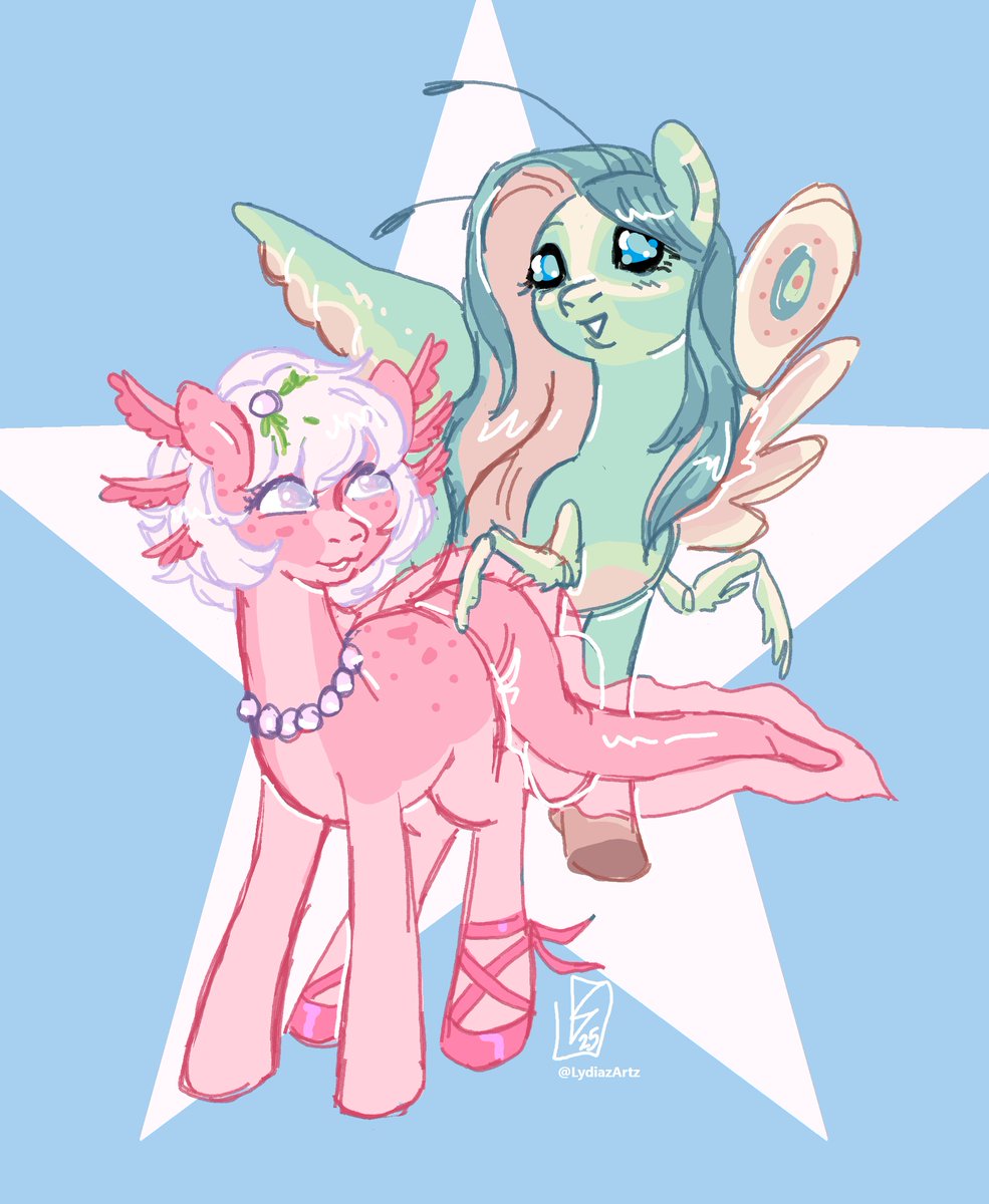 mantis and axolotl ponies!

[ oc mlp ]