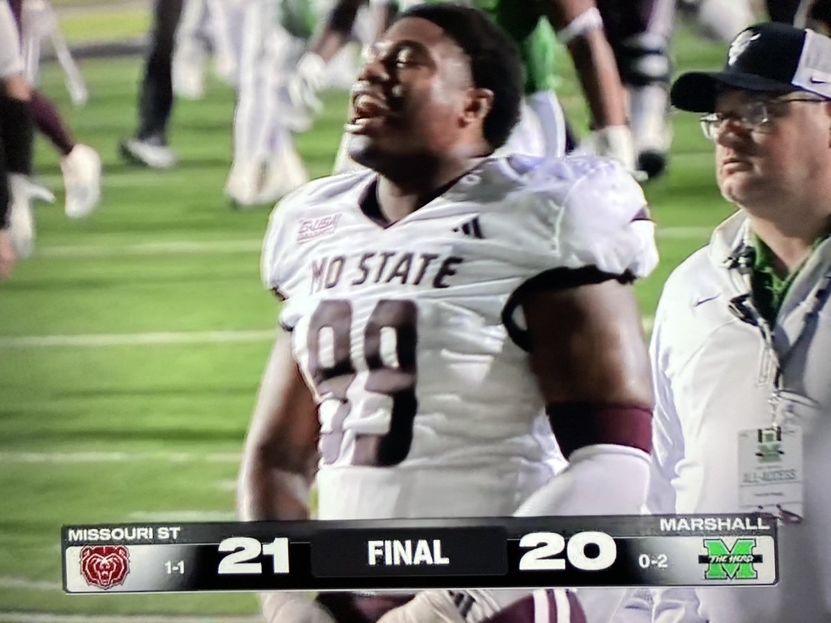 Congrats to Ryan Beard and Missouri State Bears who upset Marshall in WVA  21-20.
Home opener next week vs SMU.