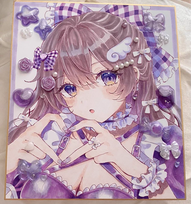 夢ちゃんの色紙描いた! あと友達がオリキャラ用のタグ考えてくれたから使ってく^_^ #ゆゆゆめかわーと