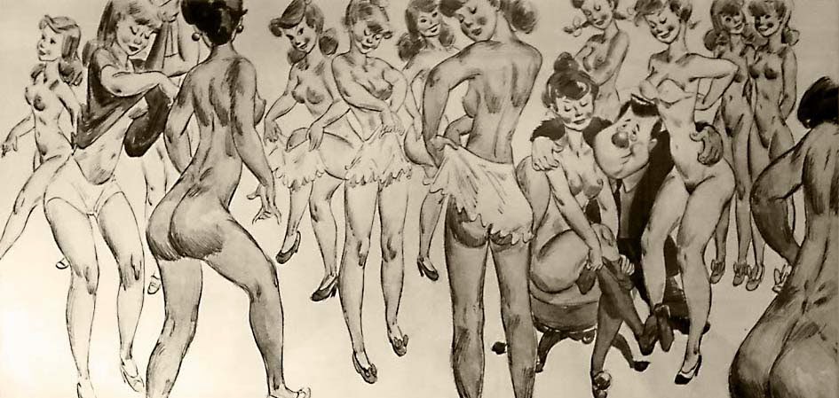 PixieDustVibes's tweet image. A part of the mural that was at the entrance to the Penthouse Club at Walt Disney Studios by animator Freddy Moore. 👀