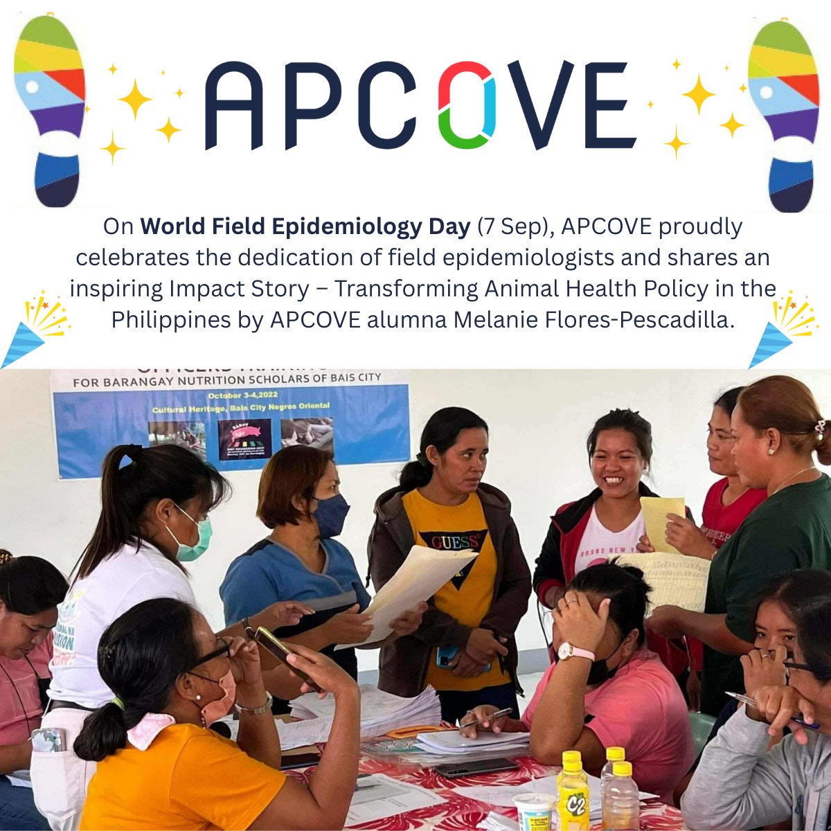 apcove's tweet photo. 🌍 On #WorldFieldEpidemiologyDay (7 Sep), APCOVE celebrates the dedication of field epidemiologists & shares an inspiring Impact Story:

Transforming Animal Health Policy in the Philippines by alumna Melanie Flores-Pescadilla.

👉 Read more: 
https://t.co/Cp91i4RUlh

#OneHealth #VeterinaryEpidemiology #APCOVE #PublicHealth #AsiaPacific #DFAT #CentreHealthSec #TEPHINET #GOARN #CDC