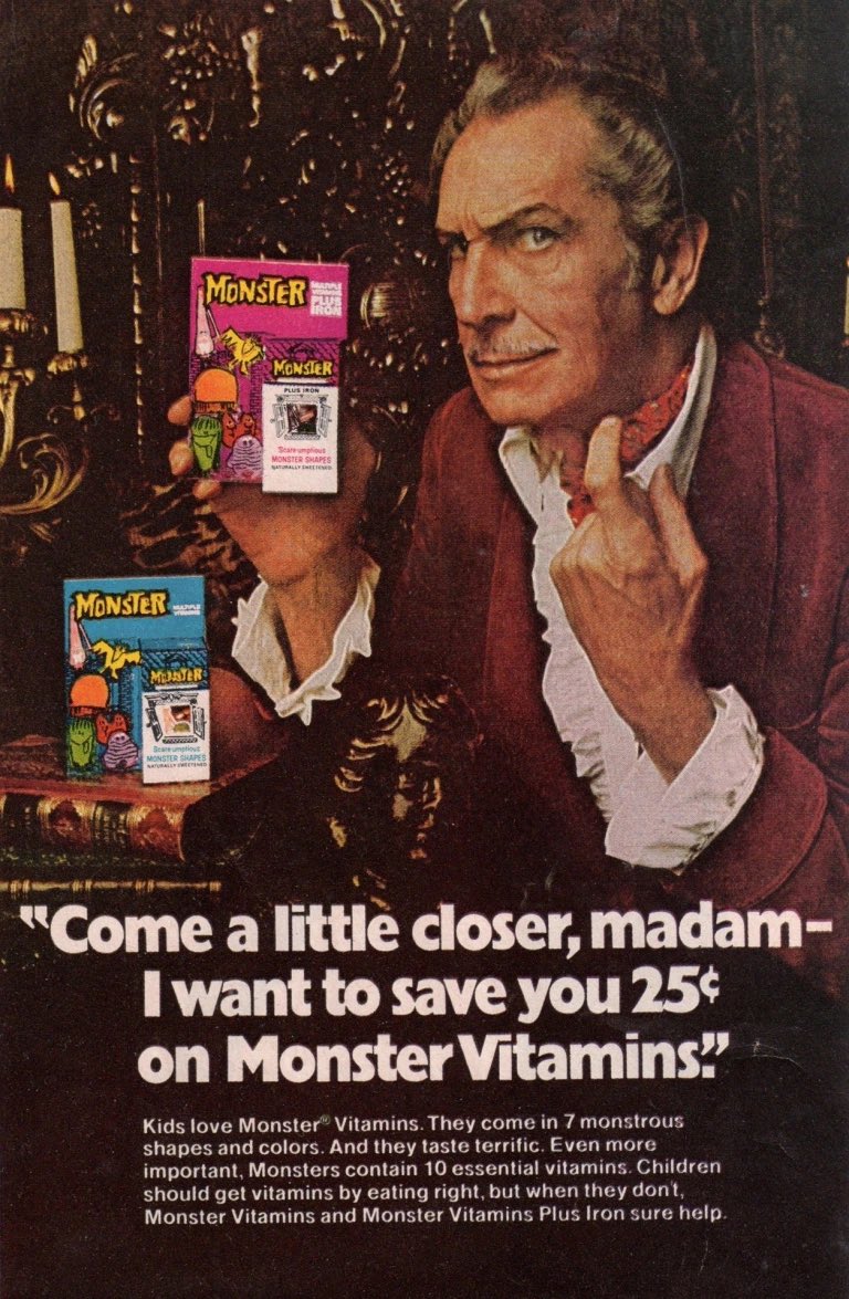 hauntorama's tweet photo. Monster Multiple Vitamins. Source: David Weiner from ‘It Came From…’ blog.
#MonsterTime #Multivitamins #HorrorCommunity https://t.co/dTW4gUOzRF
