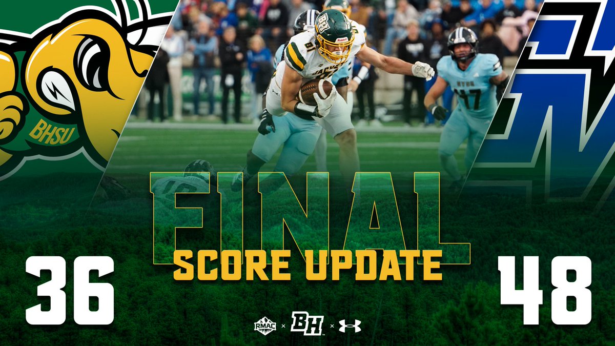 The Yellow Jackets go toe-to-toe with No. 3/5 Grand Valley State, but fall 48-36.

BHSU LEADERS
Duby: 38-51, 359 yards, 4 touchdowns
Chukwurah: 12 receptions, 182 yards, 3 touchdowns
Coulson: 96-yard kickoff return touchdown
Collier: 8 tackles, 2 tackles-for-loss