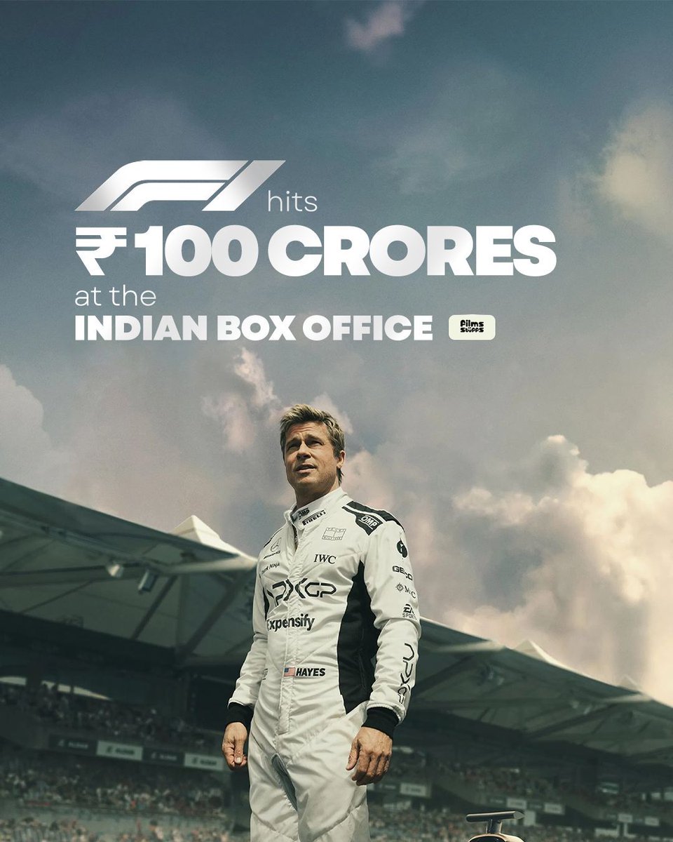 filmsandstuffs's tweet photo. F1 hits ₹100 crores in India alone! 🤯 https://t.co/bTss6iihUg