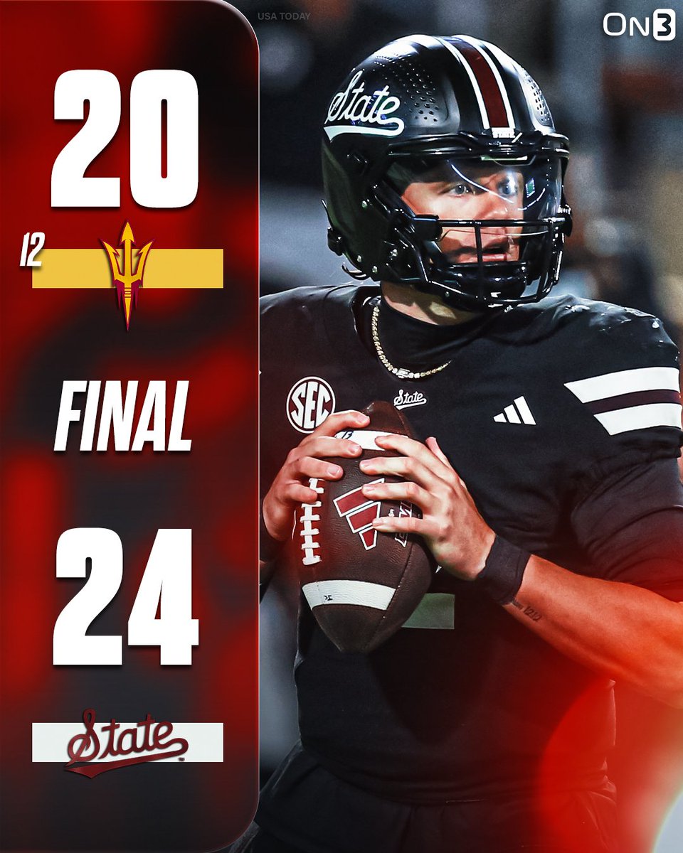 Mississippi State UPSETS No. 12 Arizona State🐶

on3.com/teams/mississi…