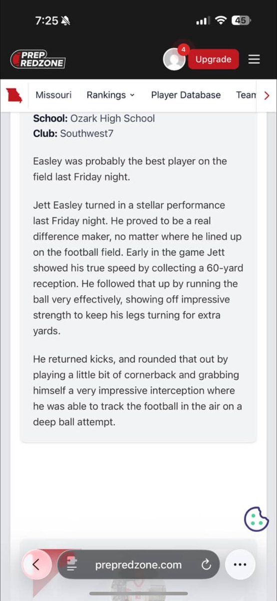 Thank you to <a href="/The_onlyAjReed/">Allen Reed</a> and <a href="/PrepRedzoneMO/">Prep Redzone Missouri</a> for the recognition and the write up! <a href="/OzarkTigersFB/">OzarkTigersFB</a> <a href="/Southwest7v7/">Southwest 7</a> <a href="/JPRockMO/">JP Rock</a>
