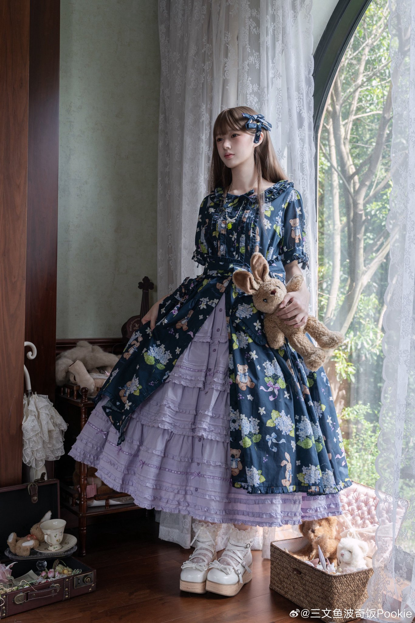 デンジャラスヌード　JKS ワンピース　ロリィタドレス　カラフル　猫 うさぎ 花 Miss Point 木香薔薇 2.0 花柄 ロング ロリィタドレス