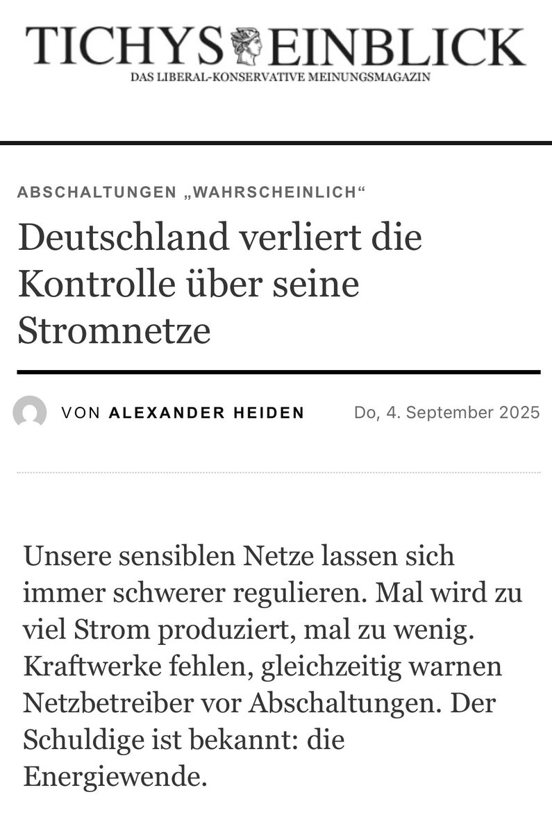 elkeniederwald's tweet photo. Es war einmal! Wir hatten die sichersten #AKWs, günstigen, stabilen, sauberen #Strom, billiges Gas. Dann kamen Irre + jetzt pendeln wir zw #Dunkelflaute + #Hellbrise in Richtung #Blackout, der unzählige Opfer fordern wird! #Klimaschutz #CO2neutral ein Billionen-Euro-Märchen! https://t.co/F1E0Gr0ihy