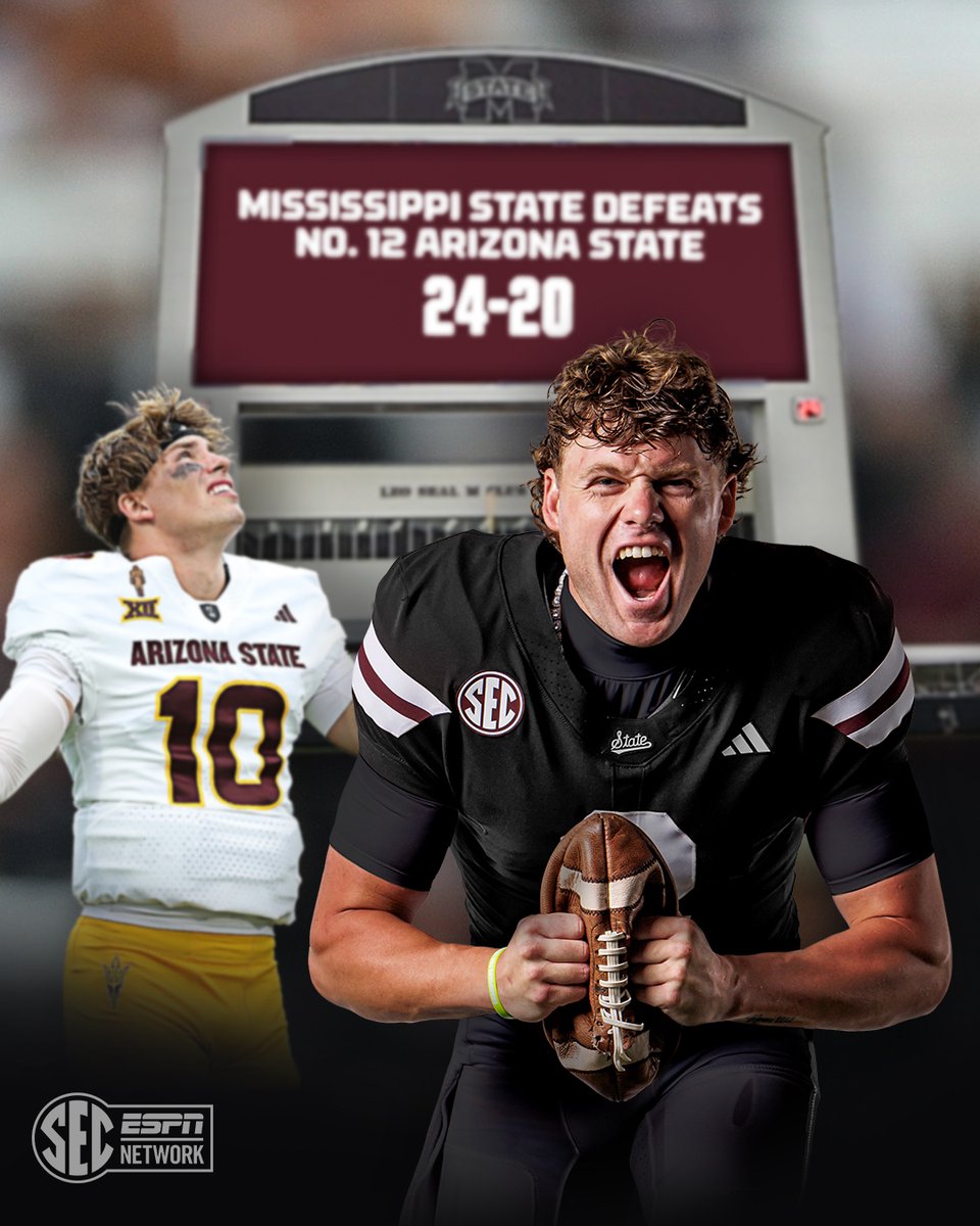 INSTANT CLASSIC IN STARKVEGAS 😤

MISSISSIPPI STATE TAKES DOWN NO. 12 ARIZONA STATE 🔥