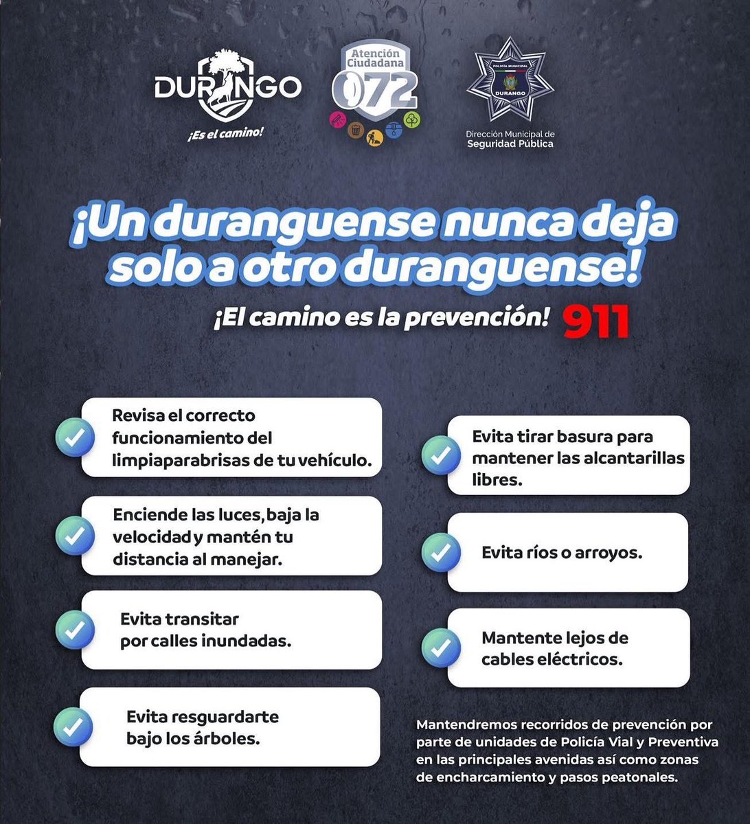 ¡Familia hoy lo más importante es cuidarnos!

Reporten cualquier emergencia a los teléfonos 📞9️⃣1️⃣1️⃣ y 0️⃣7️⃣2️⃣.

Las corporaciones de Protección Civil y Seguridad Pública están en alerta las 24 horas y trabajamos en coordinación con el Gobierno del Estado para atender sus