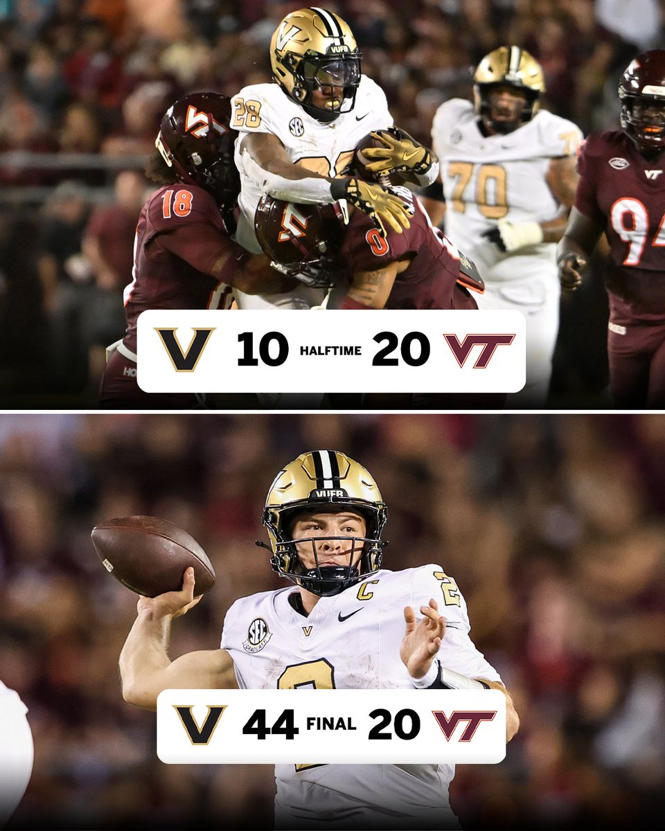 VANDERBILT GOES INTO BLACKSBURG AND GETS A 24-POINT WIN 😤 <a href="/VandyFootball/">Vanderbilt Football</a>