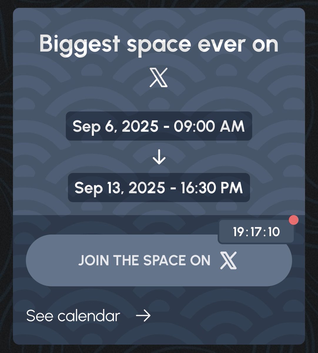 Gm Aeons 🪽

The space of <a href="/MikeFlipthe500/">Mike « the Baptist » Ⅎןᴉd ⊥ɥǝ Sʇoɔʞs 💹🧲</a> started 19 hours ago !

Come and join us if you want to support 💪

The calendar of the space is available on aeons6900.com/lives 👈

Persist Forever 💹🧲

#SPX6900 $SPX