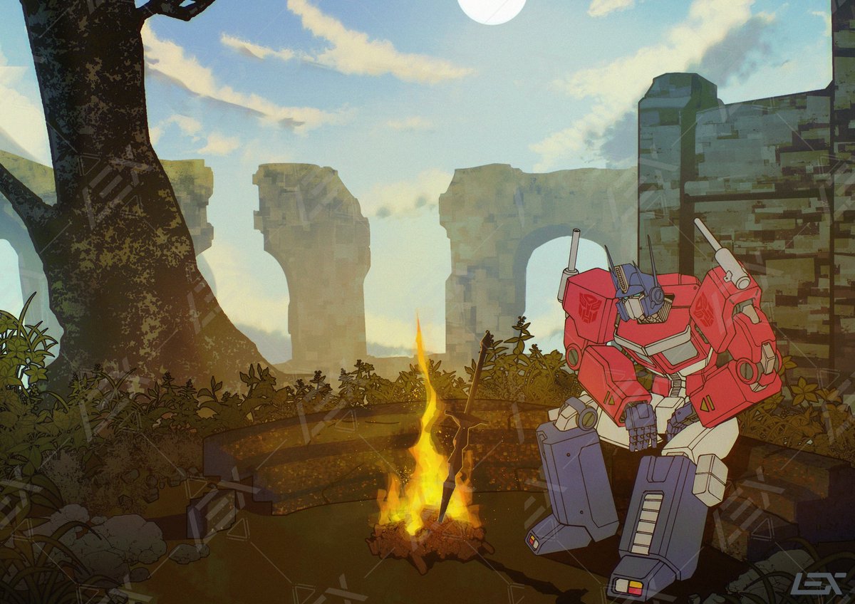 Optimus Prime in Firelink Shrine 

(commission)