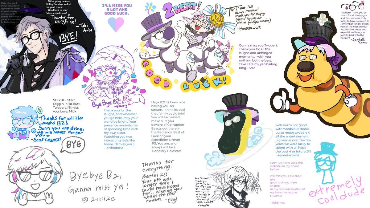 As the last sibling week comes to a close, the Bettelion have one last parting gift to share with the twins — a magma board full of drawings and messages to celebrate Bettel 2! 🎩👓🌂💜 #Bettelful