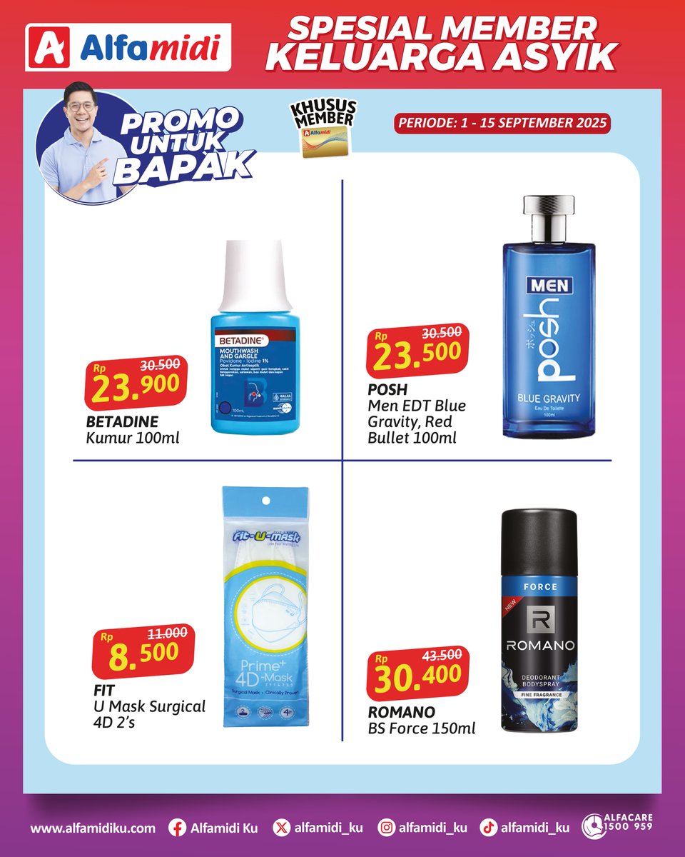 alfamidi_ku's tweet image. Promo spesial member 1-15 September 2025. Harga spesial khusus pengguna member Alfamidi.

#alfamidi #promomember #alfamidiuntukindonesia #alfamidihadirmelayani