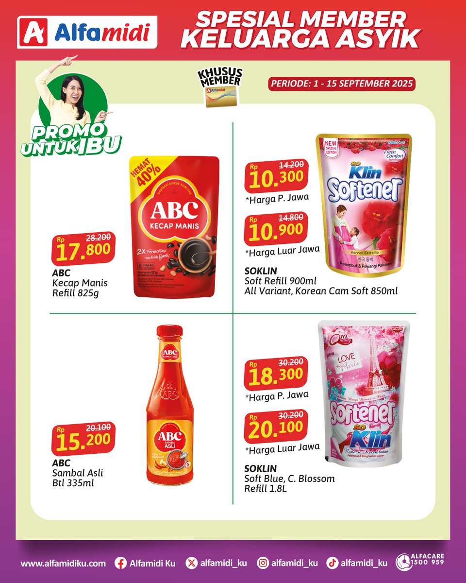 alfamidi_ku's tweet image. Promo spesial member 1-15 September 2025. Harga spesial khusus pengguna member Alfamidi.

#alfamidi #promomember #alfamidiuntukindonesia #alfamidihadirmelayani