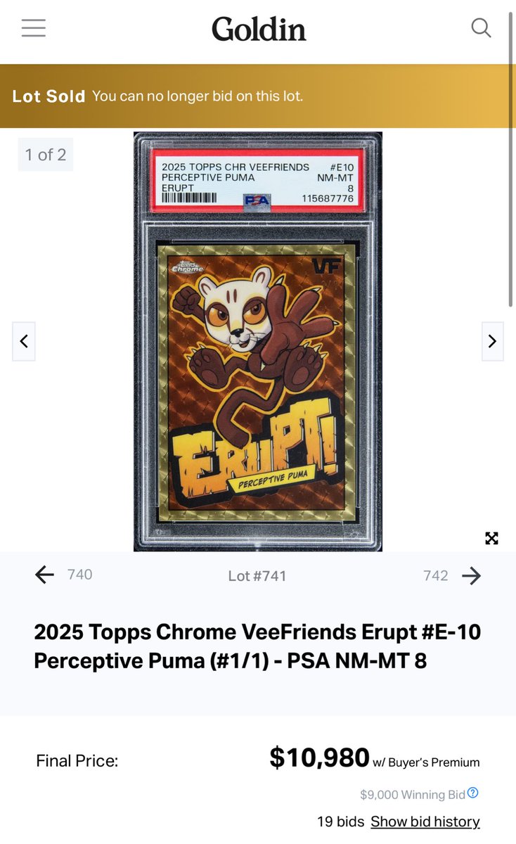 Absolutely amazing! 

Congrats to whoever won it. I hope it stays in your collection for a very long time and you enjoy it as much as I did.

Thanks to the whole team at <a href="/GoldinCo/">Goldin</a>