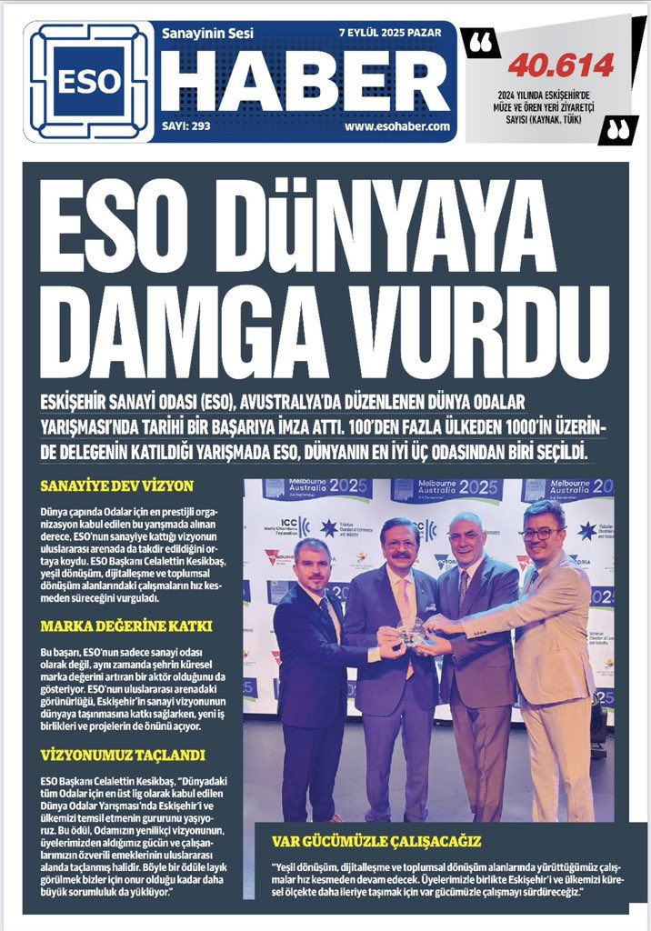 Eskişehir Sanayi Odası ESOHABER Digital Gazetesinde bu hafta