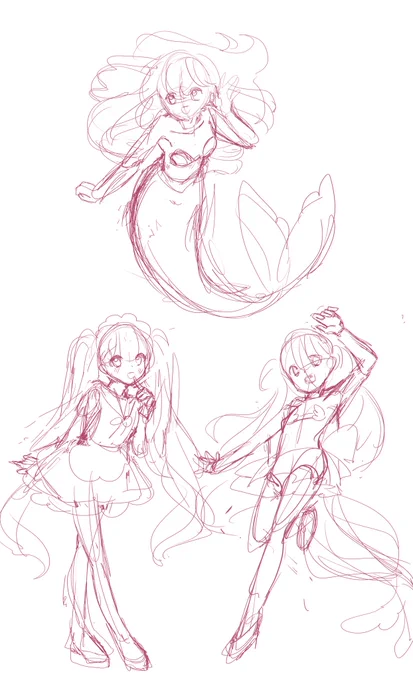 drew some full body poses for my outfits !