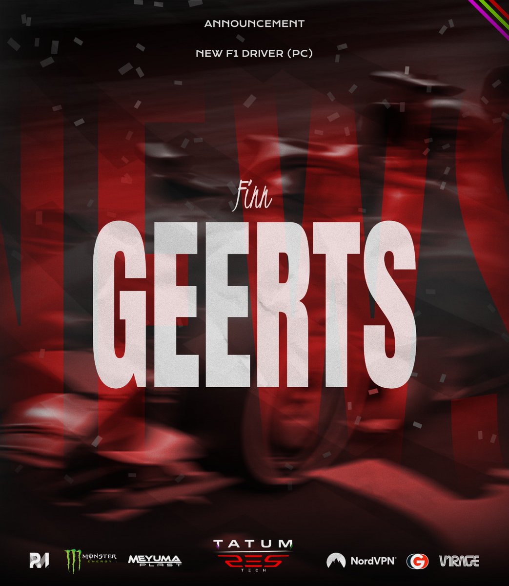 Please welcome Finn Geerts  to Tatum Res-Tech! 💚💜
Finn Geerts (<a href="/Finn_Geerts/">Finn Geerts</a> ), 16-year-old talent from 🇳🇱 The Netherlands, joins our roster full of energy and determination.
Young, ambitious, and ready to prove himself on the track!
#TRTFamily #SimRacing #F125 #MonsterEnergy