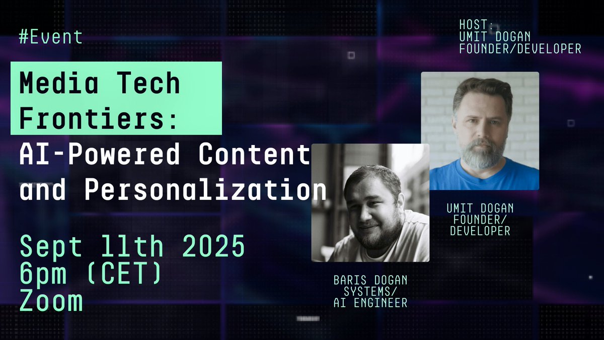Consensus_Labs's tweet image. AI is transforming content and engagement. Join our online event on Sep 11 to explore personalization automated creation and blockchain for content rights.

Register: meetup.com/zug-blockchain…
#ConsensusLabs
