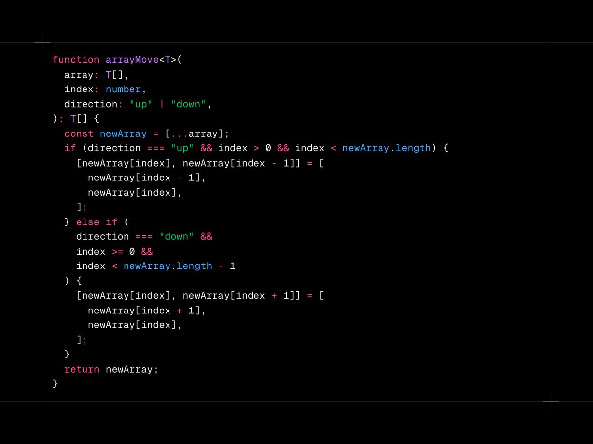 kumard_3's tweet image. A simple utility for shifting array data up or down!
#TypeScript #WebDev #CodingTips