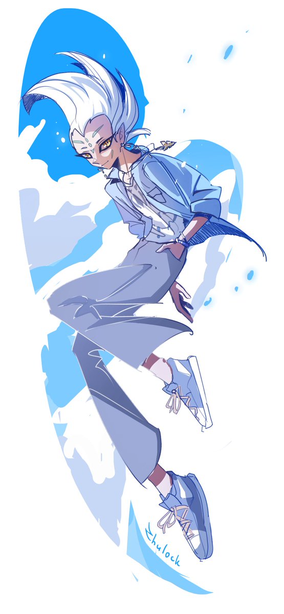 zhulock's tweet image. since he's a silly ghost who's used to floating around, he keeps materializing in places he's not supposed to, usually high up.  And driving Yuma crazy because, "AUBWCUJKJV ASTRAL ARE YOU AN IDIOT? STOP TRYING TO KILL YOURSELF" 

#astral #keyshipping #yugiohzexal #yugioh #yuma