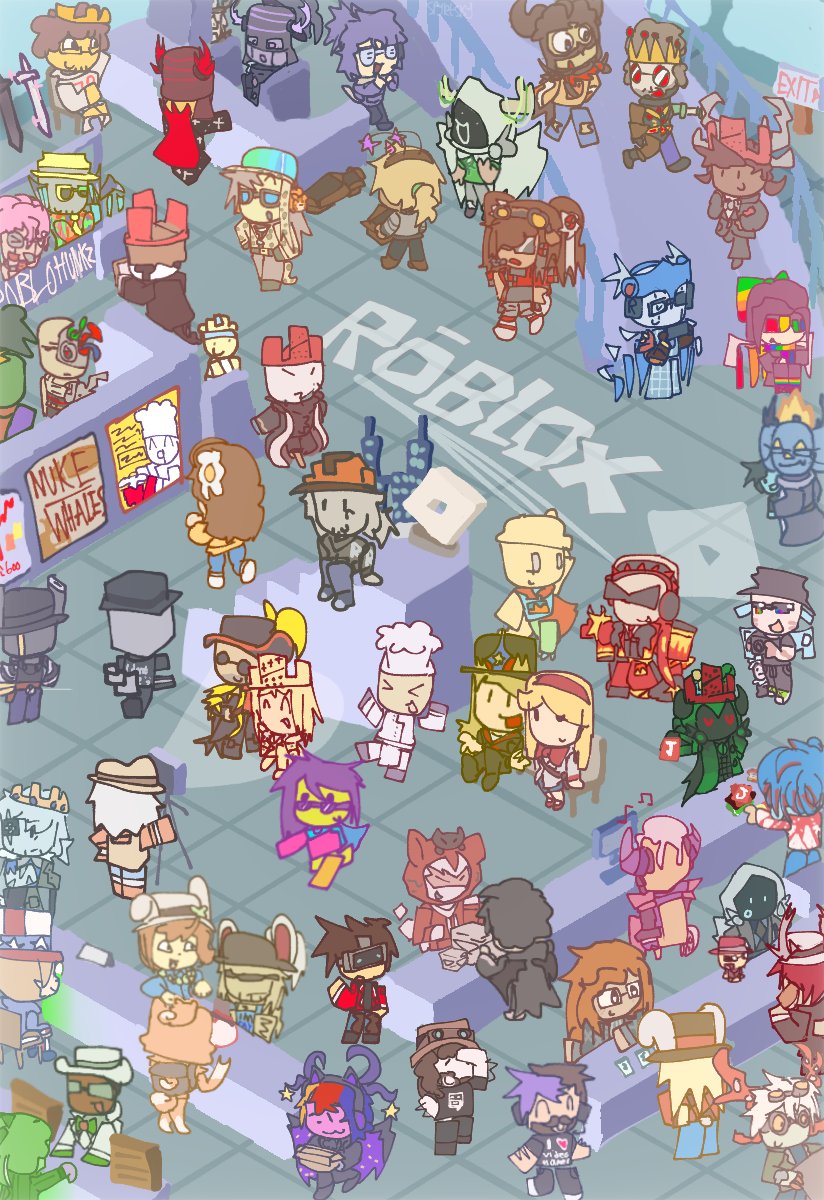 I've gotten inspired to that one vocastar festival art so I made this......... I hope almost all of them are recognizeable cz my designs may alter some things...mmmmm #robloxadmins #robloxart