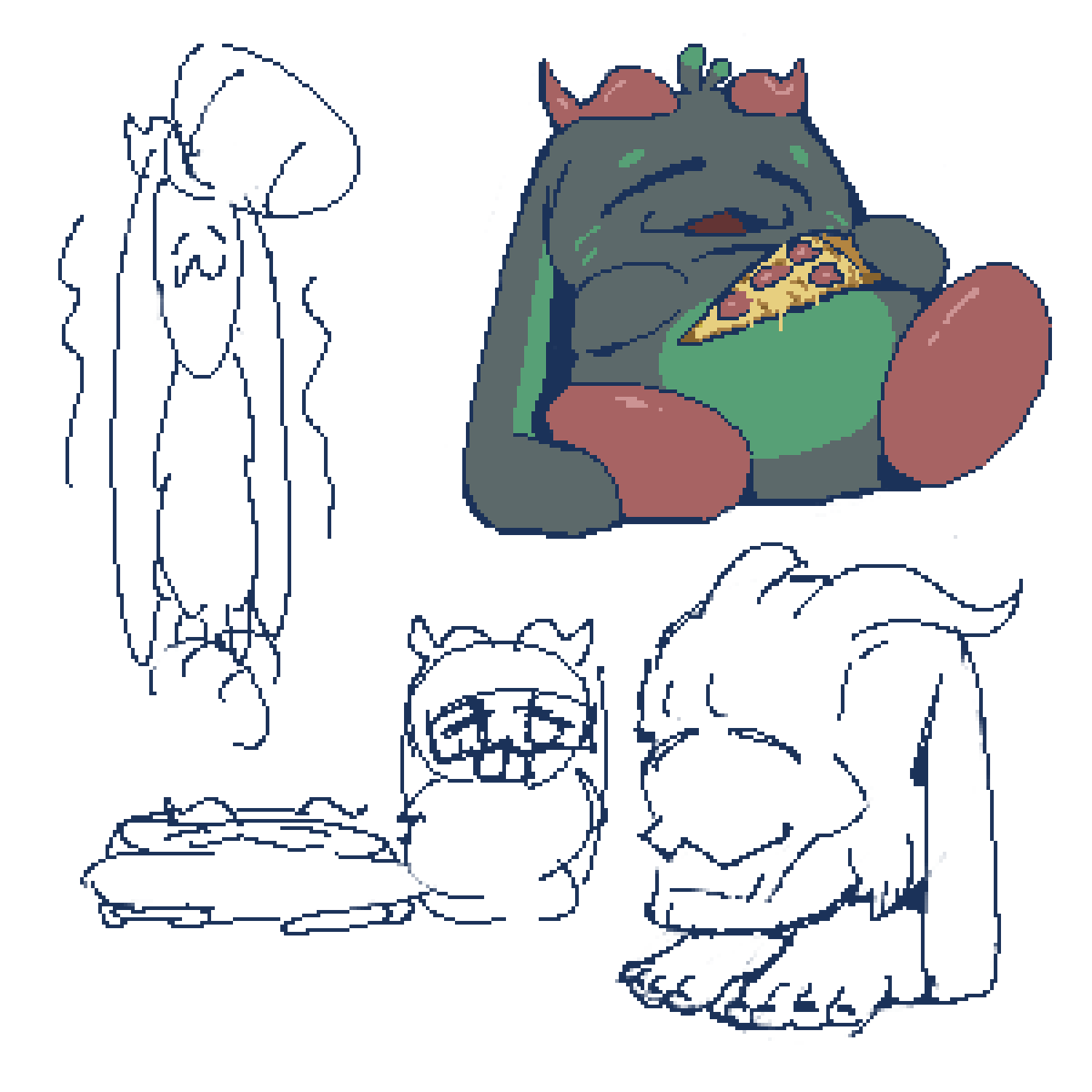 uberuber__'s tweet image. doodles of @JunkittSwag's little grimble character :]