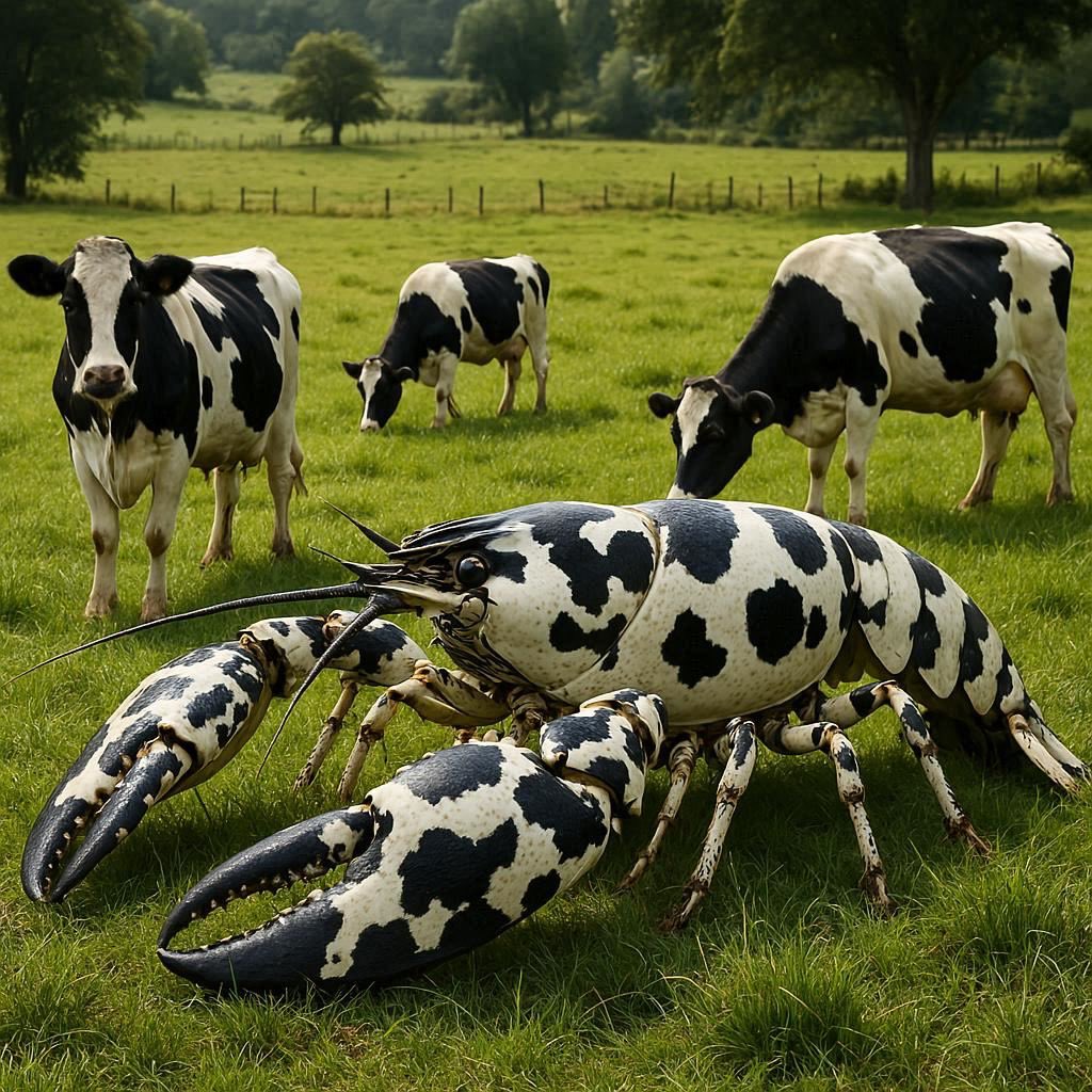 Tccc97813g8's tweet image. #aiart #GPT4O #bingimagecreator 
Holstein🐄🦞